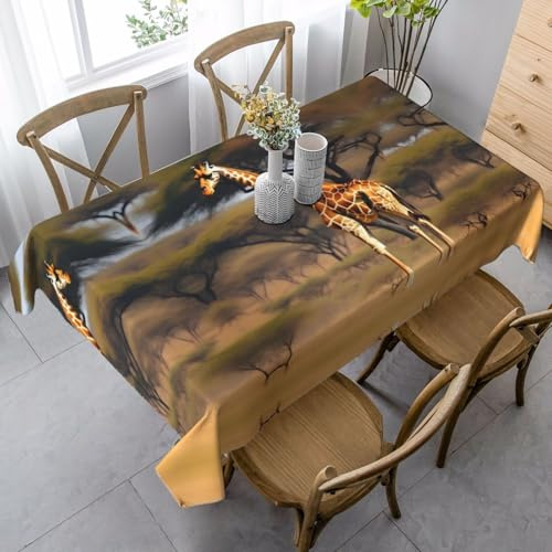 HTTUP Tischdecke, Motiv: Afrika-Giraffe, majestätischer Baumdruck, vielseitig, Ostern, 89 x 140 cm, rechteckig, für Esszimmer, Outdoor, Weihnachten