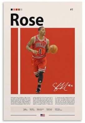 NFDVFHFRQ Derrick Rose signiertes Poster, Leinwand, Poster, Schlafzimmer, Dekoration, Landschaft, Büro, Raumdekoration, Geschenk, 30 x 45 cm