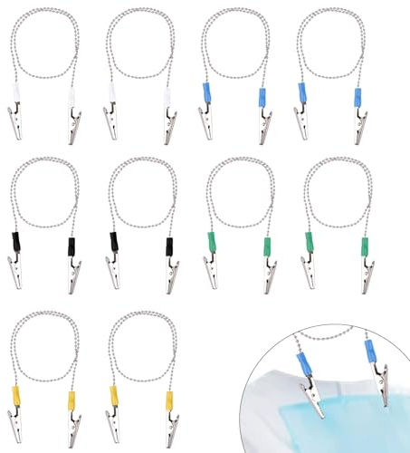 Goktvai 10 Stück Lätzchen Clips, 58cm Zahnlätzchenclips mit Kette für Zahnärzte Wiederverwendbar Lätzchenhalter mit Halskette für Restaurant Küche Servietten- und Gesichtsmaskenhalter