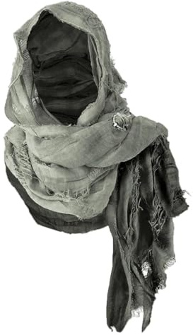 Zanisouta Halloween Écharpe gothique médiévale unisexe Cape polyvalente Écharpe à capuche avec capuche Aspect superposé Foulard gothique post-apocalyptique Vintage Foulard pour cosplay