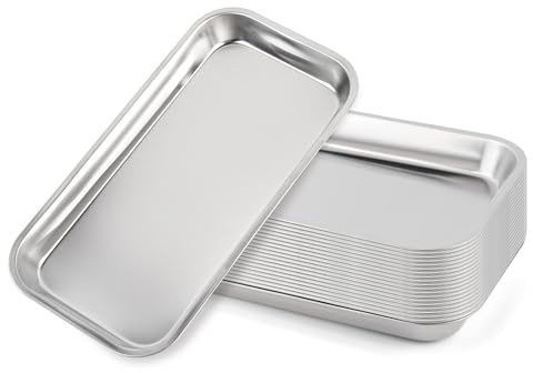Akamino 20 Small Instrument Tray, Stainless Steel Rectangular Dental Laboratory Supplies Tray, Metal Medical Trays Surgical Trays, Bathroom Organizer -22.5x11.7x2cm