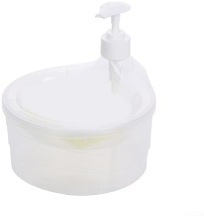 Distributeur de savon à vaisselle de cuisine avec porte-éponge intégré 2 en 1 pour brosse à vaisselle et tâches de gestion des liquides (transparent)