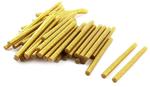 Sourcingmap 50Pcs 7mm x 100mm Gold Tone Glitter Electric Hot Melt Gun Glue Sticks