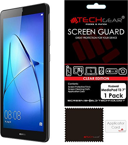 TECHGEAR Protection d'Écran pour Huawei MediaPad T3 7, Film de Protection Écran Ultra Clair avec Chiffon de Nettoyage et Carte d'Application Compatible pour Huawei MediaPad T3 7 Pouces