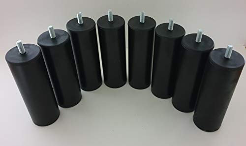 MEGALUXFRANCE 8 Pieds de Lit, Sommier Tapissier en Métal Noir 15 cm Vis M8 à Visser