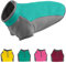 YIEPAL Stretch Hund Fleece Weste Halber Reißverschluss Hund Pullover Fleece Hundejacke Winter Hunde Kleidung Warm Hundepullover Kaltes Wetter Mantel für Kleine Hunde & Welpen, Groß, Cyan