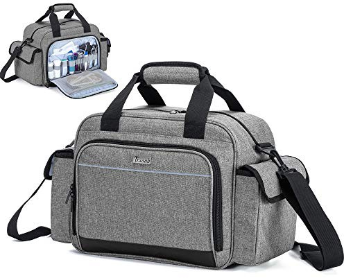 Trunab Home Health Nurse Bag Empty, Portable Medical Supplies Shoulder Bag for Hospice, Home Visit, Hospital Interns, Grey, Bag Only