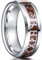 TUNGSTORY Wikinger Ring Herren 8mm Wolfram Silber Ring mit Holz Wikinger Schmuck Herren Ehering Größe 57.0(18.1)