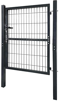 YUENFONG 125x100cm Gartentor Anthrazit, Gartentür Zauntor, Zauntür Metall Hoftür Gartenpforte Gartenzaun inkl. Schloss