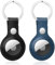 Portachiavi per Airtag in PU Pelle Nepfaivy- Porta per Airtag, Custodia Compatibile con Airtag, Cover per Airtag Apple, Portatile, Anti-graffio, Mantiene un Segnale Forte(Nero+Blu)