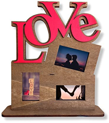 Cornice Albero della Vita in Legno, Portafoto Multiplo Love You, Idea Regalo Fidanzata Mamma Papà Idea Regalo San Valentino