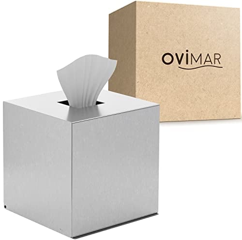 ovimar scatola quadrata per fazzoletti cosmetici Svitringen | acciaio inox | argento | dispenser per fazzoletti, asciugamani di carta o fazzoletti cosmetici | a forma di cubo per bagno, cucina
