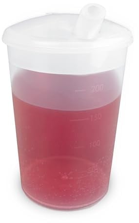 Plastic Beaker with Drinking Lid | Adult Drinking Cup Drinking Cups Elderly Plastic Beakers for Adults Disability Cup Adult Beaker for Elderly Small Spouted Drinking Lid