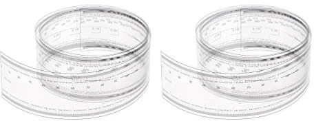 sourcing map 2 Stück Folien Flexibel Lineal 70cm 0.1mm Skala mit R Winkel & Breite Linien PET Kunststoff Faltung Gerade Lineal Kalibrierung Weiche Messwerkzeug für Fabrik Transparent