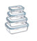 DAMDAM GO - Set de 4 fiambreras de Cristal con Tapa - herméticos antifugas para Horno microondas congelador y lavavajillas - Rectangular