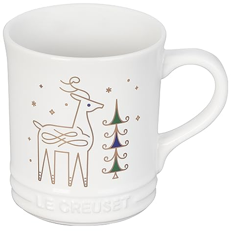 Le Creuset Noël Collection Stoneware Mug with Gold Applique, 14 oz., Reindeer