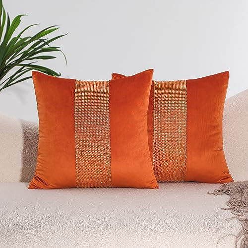 Kissenbezüge, 45 x 45 cm, Braun, 2 Stück, für Sofa, Samt, dekorativ, Herbst, Winter, Erntedankfest, Dekoration, Zuhause, luxuriöse Dekoration für Bett, Schlafzimmer, Couch, Wohnzimmer