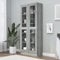 SECOLI Vitrinenschrank Vitrine Glasvitrine Standvitrine Sammlervitrine Bücherschrank Küchenschrank Hochschrank Wohnzimmerschrank Regal-Grau Sonoma-82.5 x 30.5 x 185.5 cm