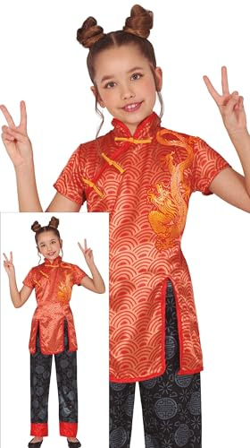 FIESTAS GUIRCA Kinesisk kostym för flickor - röd och svart traditionell kinesisk kostym - japanska kostymer för pojkar och flickor