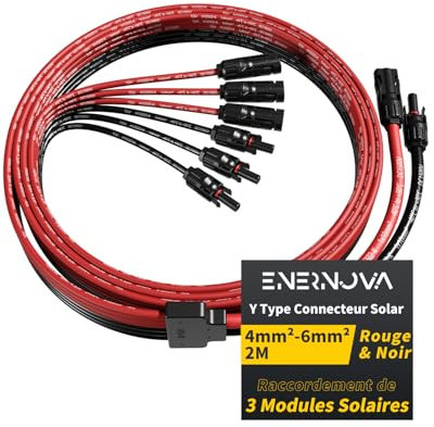 enernova Connettori a Y del Pannello Solare, 4mm²-6mm² Cavo Solare, IP68 Impermeabile Cavo di Prolunga Solare, 30A DC1500V, Cavo di Prolunga Connettore Pannello Solare