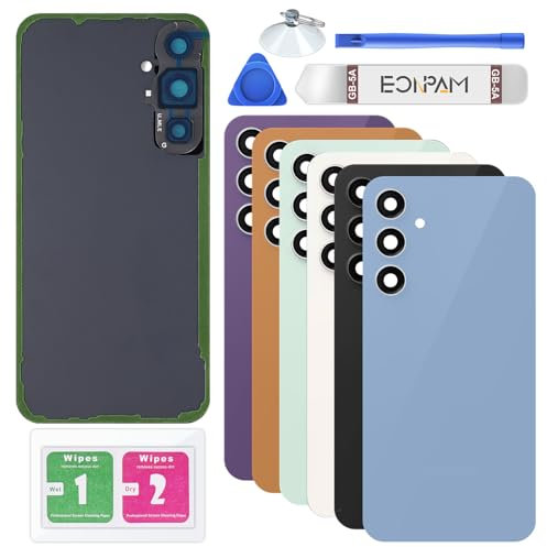 Eonpam Back Cover Glass for Samsung Galaxy S23 FE S711 Rear Glass Replacement with Camera Lens + Repair Kit Genuine Rear Housing (Blue)