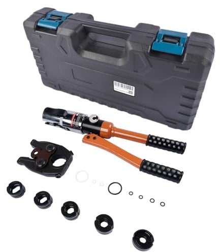 Presswerkzeug V-Kontur Profi Presszange (hydraulisch) 12-15-18-22-28 Set Presswerkzeug mit 360° drehbarem Kopf GLOSSY AUTO PARTS