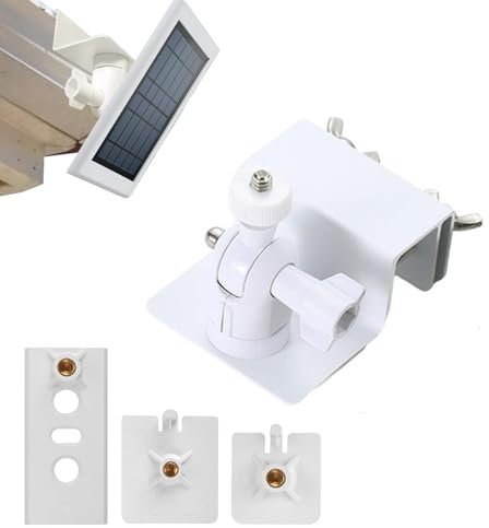 Lonnky Weatherproof Gutter Mount for Solar Panel – Adjustable Aluminum Alloy Wall Mount Bracket, Outdoor Mount Accessories for Ring, Arlo, Reolink Solar Panels (White)