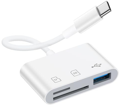SD Card Adapter Reader for iPhone 16e, 16, 16 Plus, 16 Pro Max, 16 Pro, 15 Pro Max Plus, USB C to TF/Micro SD Memory Card for Samsung Galaxy S25 S24 S22 S21 S20 Plus Ultra 5G, Laptop