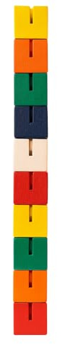 eMKay® Wooden Twist and Lock Blocks | Fidget Toy for Kids & Adults | Sensory Stress Relief & Fine Motor Skill Development | Classic Retro Cube Puzzle Toy | Bright Coloured Wooden Cubes