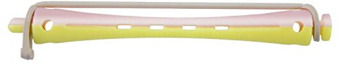 Comair 3012013 Kaltwellwickler 2-farbig 12er 8mm lang Rundgummi Länge 91 mm, gelb/rosa