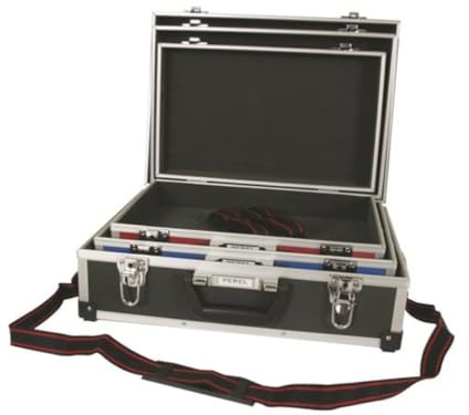 Perel Werkzeugkoffer, 3er-Set, 3 verschiedene Größen, 3 Farben, Tragegurt, Schlüsselschloss, 2 Schlüssel, Aluminium, max. 460 x 335 x 150 mm