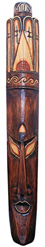 Woru Maske Jano bemalt, wahlweise in 20 cm, 50 cm oder 100 cm, Holz-Maske aus Bali, Wandmaske, Afrikanische Dekoration (ca. 100 cm)