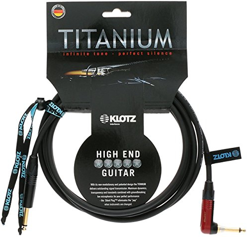 Klotz TIR0600PSP Titanium Gitarrenkabel mit Silent Plug, 6,35 mm (1/4 Zoll) gerade auf rechten Winkel, 6 m (20 Fuß)