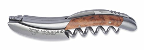 LAGUIOLE EN AUBRAC L Tire bouchon sommelier, manche en bois de genévrier, tire bouchon avec coupe capsule et décapsuleur, mitre brossée