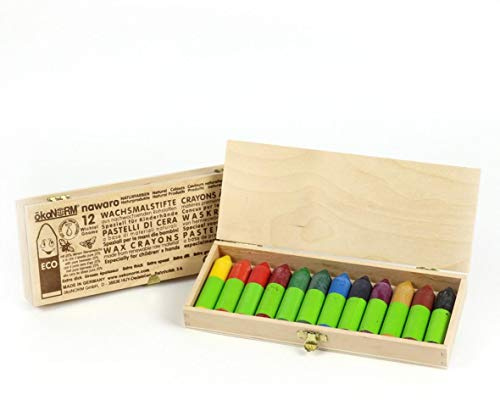 ökoNORM (Nawaro Mini Chubby Wachsmalstifte, 12 Farben in FSC-zertifizierter Holzbox