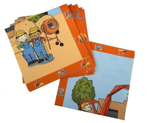 tib 19542 Servietten Baustelle 3-lagig Set mit 20 Stück, 33 x 33 cm, mehrfarbig, Einheitsgröße