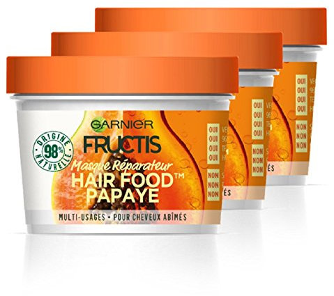 Garnier Fructis Hair Food Pflegemaske Papaya, 390 ml, 3 Stück