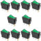 Oiyagai 10Stk. KCD3-3P Grüner Beleuchteter 3-Pin SPST Ein/Aus Wippschalter AC 16A/250V 20A/125V