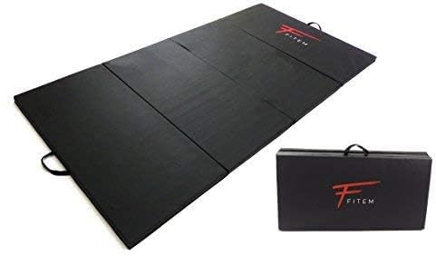 Fitem Fitnessmatten faltbar, dick, Größe 240 x 120 x 4 cm oder 180 x 60 x 4 cm mit Griffen Transporttasche für Gym, Yoga, MMA, Sport, Gymnastik, Fitness, Pilates, Muskeltraining., Noir -240x120cm