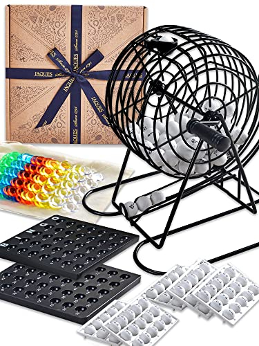 Jaques of London Metal Bingo Machine Game Set | Family Board Game with Bingo Cards, Counters, Bingo Balls Numbers 1-75 | Kids and Adults Bingo Game | Since 1795