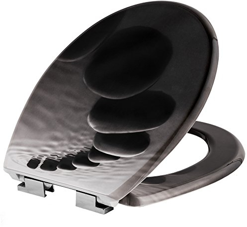 tectake Toilettendeckel mit Absenkautomatik WC Brille Klobrille - Diverse Modelle (Steine | Nr. 402260)