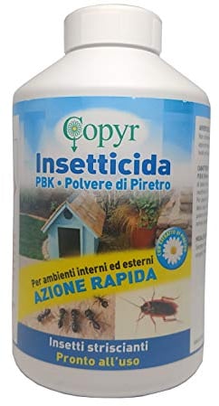 COPYR | Insetticida P.B.K Polvere di Piretro ad Azione Rapida per La Casa e il Giardino contro Insetti Striscianti Scarafaggi e Formiche - In Polvere 250 gr