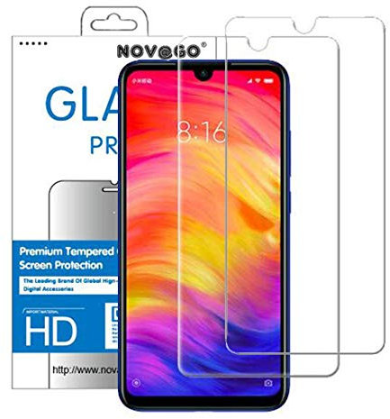 NOVAGO Compatible avec Xiaomi Redmi Note 8, Redmi Note 8 2021, Redmi Note 7/ Note 7 Pro - Pack de 2 films vitre verre trempé protection écran résistant
