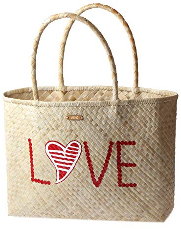 Felex Einkaufskorb Strandtasche mit Love Motiv I 46x35x14 cm I handgefertigt