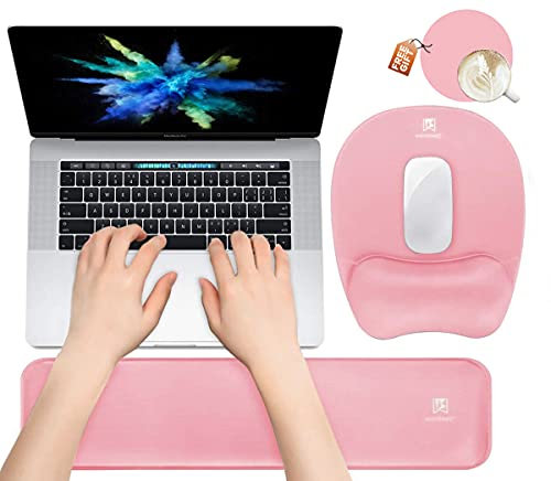 Almohadilla ergonómica para teclado y reposamuñecas y alfombrilla de ratón para ordenador portátil, soporte de gel para la muñeca, cojín antideslizante de espuma viscoelástica, diseño ergonómico para