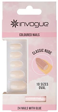 Invogue Coloured Oval Nails - Classic Nude (24 Pieces)