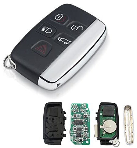 Heart Horse 5 Buttons Remote Key Fob Replacement for Land R0ver Discovery Freelander Range Rover Evoque Sport LR4, 433MHz Car Key Fob Case Shell with Chip Evoque Remote Key Case, Freelander Key Fob
