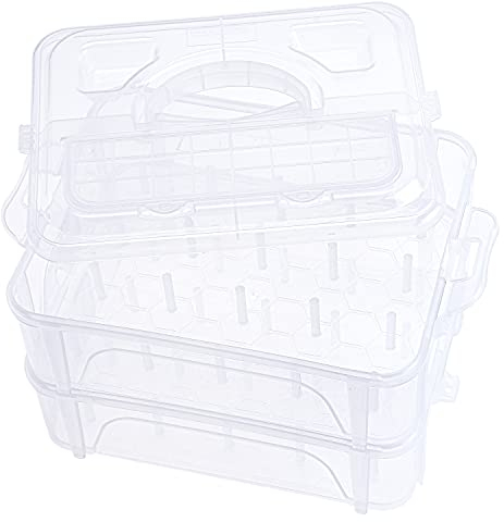 New brothread 2 Schichten Stapelbare Klare Speicherbox/Organizer für 40 Spulen Zuhause Stickgarn und Nähgarn (Anforderungen an die Spulengröße: Höhe≤5.6cm; Breite≤4.3cm)