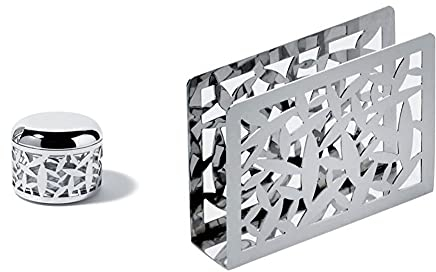 Alessi Cactus Formaggiera, Acciaio Inossidabile, Argento, 9.2 Cm & Cactus Portatovaglioli Di Carta, Acciaio Inossidabile, Argento