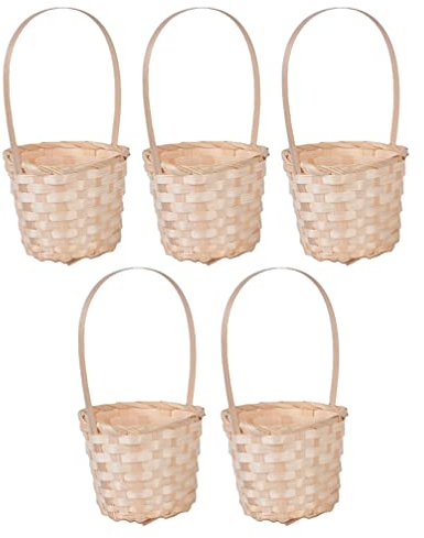 Happyyami 10 Stücke Rattan Korb Hochzeit Blumenkorb Blumenmädchen Korb Streukorb Weidenkorb Rustikale Blumenvase Blumenkinder Allzweckkorb Geschenkkorb für Landhausstil Hochzeit Party Deko